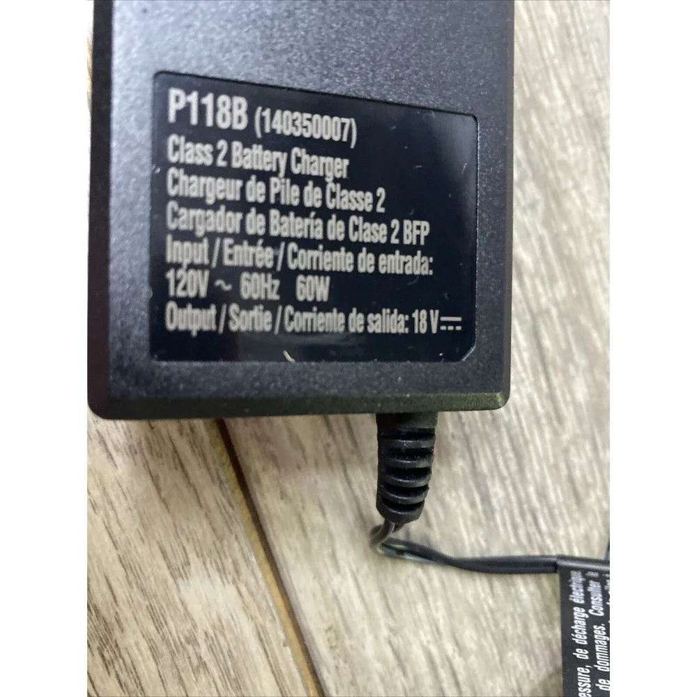 Ryobi Battery Charger P118B 18V ONE+ Lithium+ Gray‎ Excellent LED Diagnostics